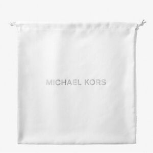Michael Kors White Woven Silver MK Logo Medium  Drawstring Dustbag